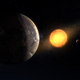 Artist’s depiction of Kepler-1649c, its red dwarf, and a second planet previously known to exist in this system.